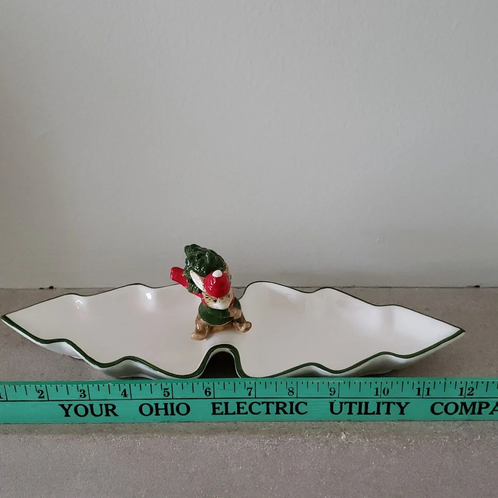 Holiday Bunny Ceramic Candy Dish
